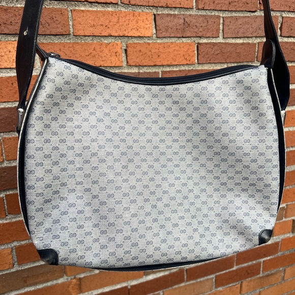 Authentic Gucci Micro GG Monogram Vintage gray navy blue shoulder bag - Picture 1 of 17